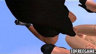 A sexy 3D blonde big tit babe is riding a big cock porn video